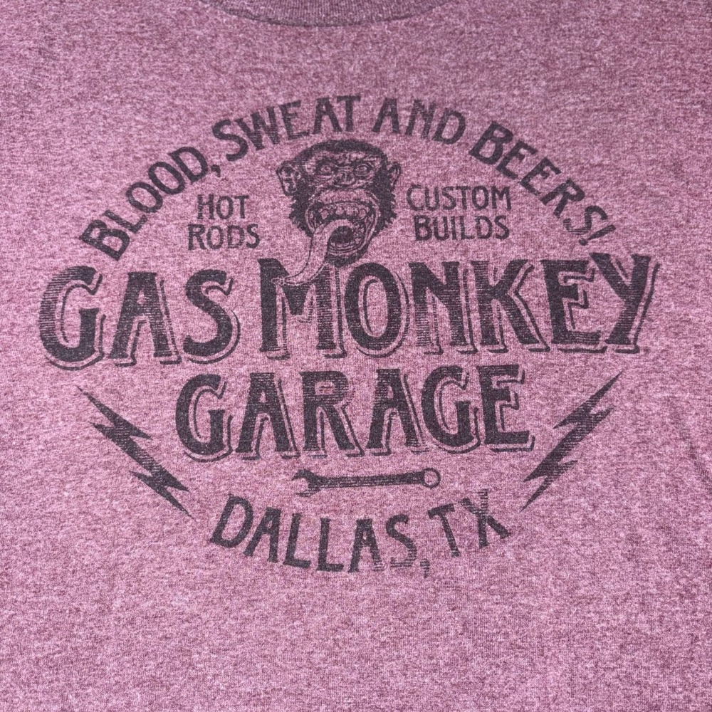 Graphic Short Sleeve Tee Blood Sweat and Beers Mens 2XL Maroon Gas Monkey Garage